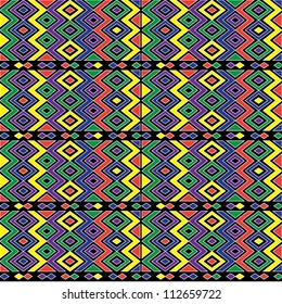 Seamless Zigzag African Pattern on Black Background