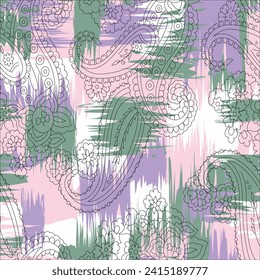 seamless zigzag camouflage pattern on white background