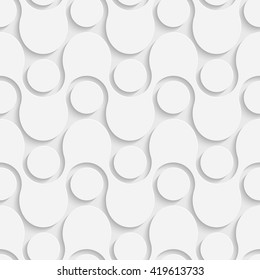 Seamless ZigZag And Circle Pattern. Vector Soft Background. Regular White Texture