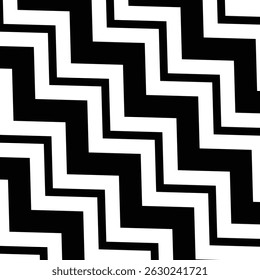 Motif géométrique harmonieux en zigzag sur fond noir et blanc Abstrait illusion optique