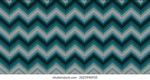 Padrão de malha em ziguezague sem costura. Perfeito para design têxtil, fundos acolhedores, temas de inverno e projetos inspirados em artesanato.