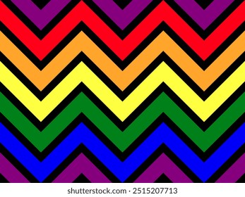 Seamless zigzag line pattern in LGBTQ color theme for rainbow pride background, gay pride poster.