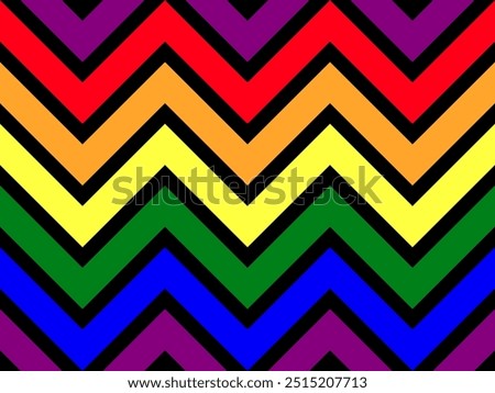 Seamless zigzag line pattern in LGBTQ color theme for rainbow pride background, gay pride poster.