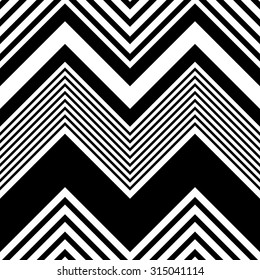 Seamless ZigZag Pattern. Abstract  Black and White Background. Vector Regular Texture