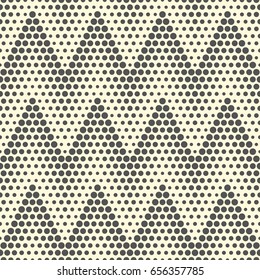 Seamless Zigzag Pattern. Abstract Monochrome Dots Background. Vector Regular Texture. Abstract Circle Ornament