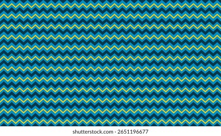 Seamless zigzag pattern in blue, black, and yellow tones, forming a dynamic and modern chevron design with rhythmic repetition