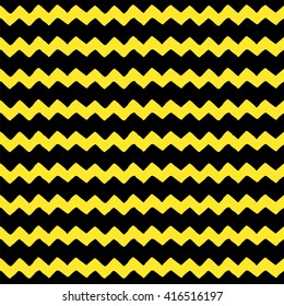 Seamless zigzag pattern. Buttercup and black color. Vector illustration