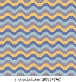 Seamless zigzag pattern created from overlapping blue; grey, pale yellow and blue-grey trapezoids