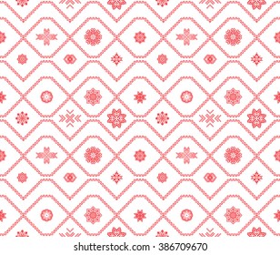 Seamless zigzag pattern. Ethnic red symbols.