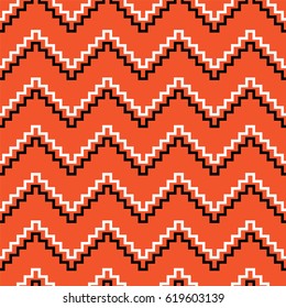 Seamless zigzag pattern. Flame, black and white color. Vector illustration