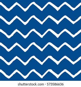 Seamless zigzag pattern. Lapis Blue color. Vector illustration