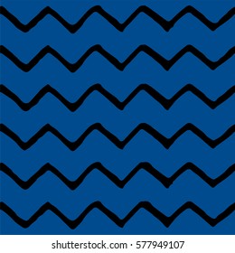 Seamless zigzag pattern. Lapis Blue color. Vector illustration