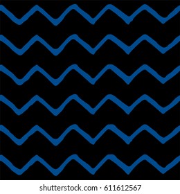 Seamless zigzag pattern. Lapis Blue and black color. Vector illustration