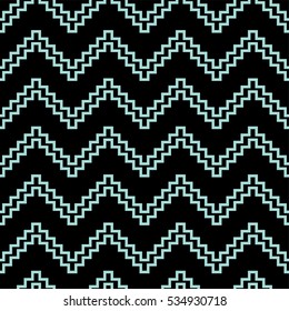 Seamless zigzag pattern. Limpet shell and black color. Vector illustration