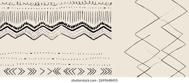 seamless zigzag pattern with texture. Abstract texture black and white color. The points of the strip are diagonal