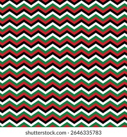 Seamless zigzag pattern using the Palestinian flag colors arranged in repeating vertical chevrons