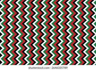 Seamless zigzag pattern using the Palestinian flag colors arranged in repeating vertical chevrons