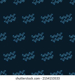 Nahtlose zodiaktisches Muster des Horoskop aquarius auf dunklem Hintergrund mit Sternen