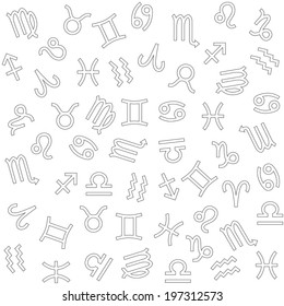 seamless zodiac pattern in vector white graphic