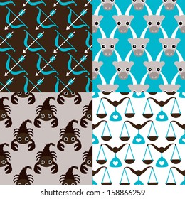 Seamless zodiac sign for scorpio libra capricorn and sagittarius illustration background pattern design