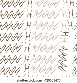 Seamless of zodiac signs, doodles, object,pisces,aquarius. Hand drawn.