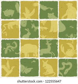 Seamless zoo themed pattern. Vector