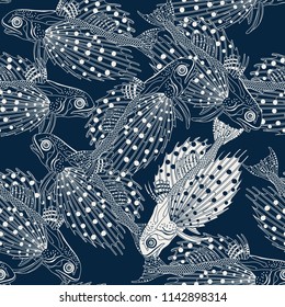 seamlessbackground with fish Flying gurnard