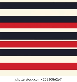 Seamlessc Classic stripes in alternating widths, using shades of navy, white, and red