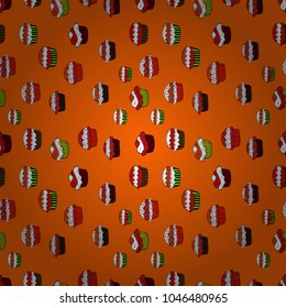 Seamless.Cupcake vector pattern. Happy birthday cupcake background in orange, red and white. Cupcake pattern background. Muffin. Vector illustration.