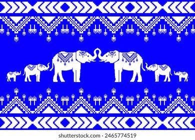 seamless,geometric pattern.Traditional ethnic,thai pattern,fabric pattern for textiles,rugs, wallpaper, clothing, sarong, batik,wrap,embroidery,print, background,cover,vector illustration,elephants,