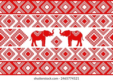 seamless,geometric pattern.Traditional ethnic,thai pattern,fabric pattern for textiles,rugs, wallpaper, clothing, sarong, batik,wrap,embroidery,print, background,cover,vector illustration,elephants,