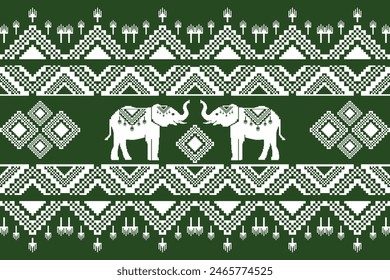 seamless,geometric pattern.Traditional ethnic,thai pattern,fabric pattern for textiles,rugs, wallpaper, clothing, sarong, batik,wrap,embroidery,print, background,cover,vector illustration,elephants,