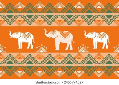 seamless,geometric pattern.Traditional ethnic,thai pattern,fabric pattern for textiles,rugs, wallpaper, clothing, sarong, batik,wrap,embroidery,print, background,cover,vector illustration,elephants,