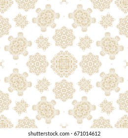 Seamlessgolden  ornamental vector pattern on white background