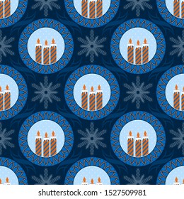 Seamlessly abstract vector illustration. Decorative tree, Christmas symbols