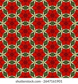 The seamlessly connected floral pattern, the striking red color creates a cheerful and energetic feeling, adding a natural atmosphere, suitable for decorations that require eye-catching.