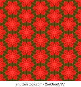 Seamlessly connected floral patterns in red tones create an exciting and energetic feeling, enhanced by a dark background. Suitable for decorations that require eye-catching and captivating visuals.