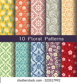 seamlessly floral pattern collection. vintage color style. editable vector file.