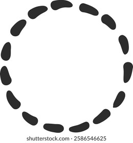 Seamlessly looping dotted line creating a perfect circle with uniformly sized and spaced oval shapes, ideal for decorative borders, loading animations, or cyclical process representations