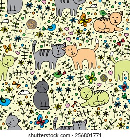 seamlessly pattern with cats