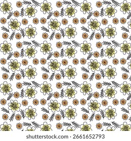 Flores sin patrón con hojas y lunares. perfecto para aplicaciones de diseño artístico y decorativo.