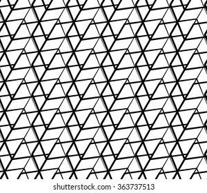 Seamlessly repeatable abstract, monochrome grid, mesh pattern. Editable vector