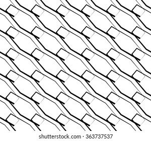 Seamlessly repeatable abstract, monochrome grid, mesh pattern. Editable vector