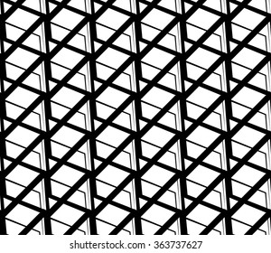 Seamlessly repeatable abstract, monochrome grid, mesh pattern. Editable vector