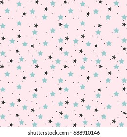 Seamlessly repeatable abstract pattern of stars / Modern Geometric Star Pattern on pink background