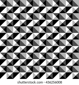 Seamlessly repeatable black and white mosaic pattern. Tessellation, geometric grayscale background
