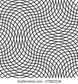 Seamlessly repeatable geometric monochrome pattern with distorted lines