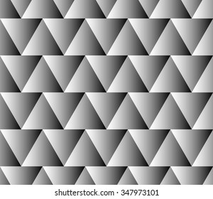 Seamlessly repeatable grayscale triangle pattern, background. Vector.