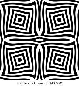 Seamlessly repeatable monochrome pattern. Abstract deformed squares.