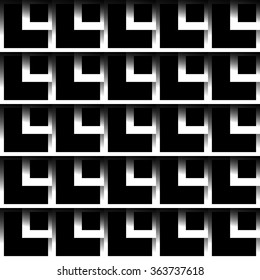 Seamlessly repeatable pattern with square shapes. Monochrome background.